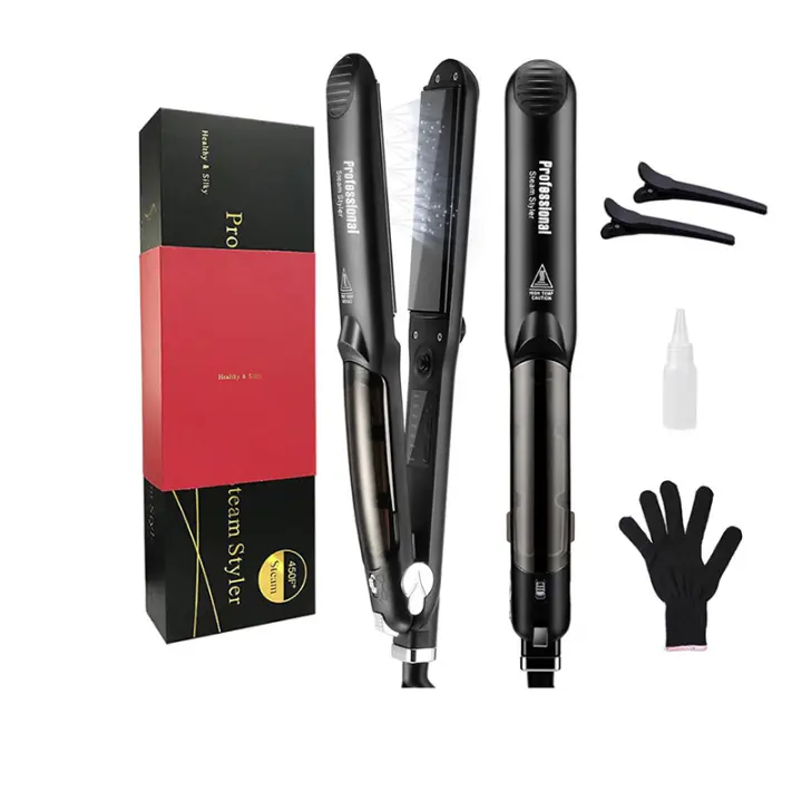 Plancha plana para mujer, alisador antiescaldado, calefacción de cerámica a vapor, rizador de pelo 2 en 1, herramientas de estilismo para silla eléctrica - 1