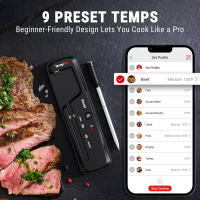 Termómetro De Carne Para Barbacoa Y Grill TempPro I61 Inalámbrico De Acero Inoxidable Impermeable Con Conexión Bluetooth a APP Medición De Alimentos Hasta 500ft - details 3