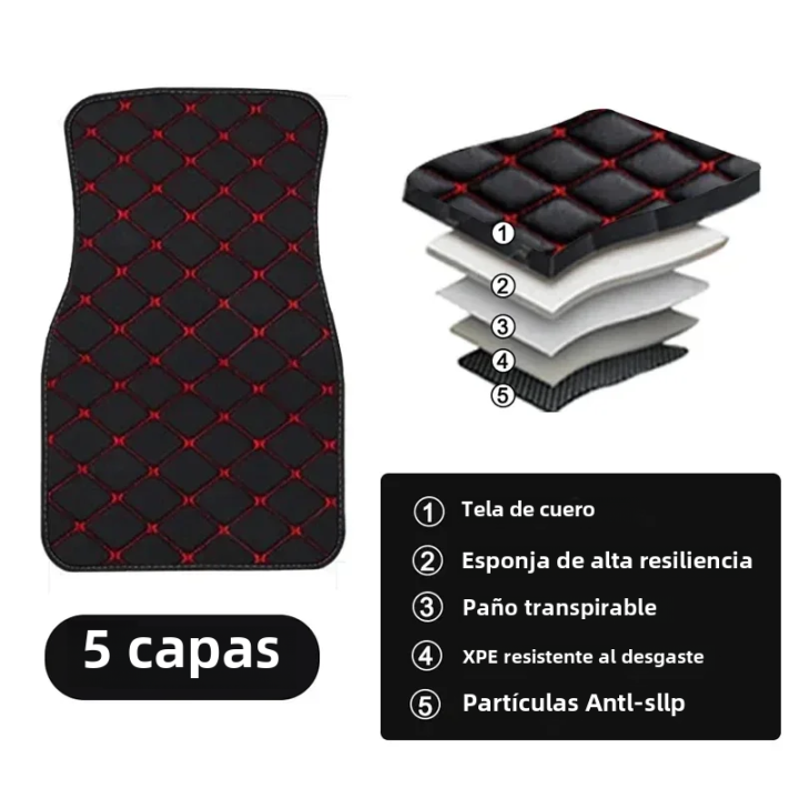 4pc Alfombrillas De Piso Para Coche Universal En Cuero PU Protector Antideslizante Impermeable Para Interior Del Vehículo