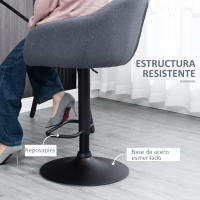 HOMCOM Taburete Alto de Cocina Regulable en Altura Taburete de Bar Tapizado de Tela con Reposapiés y Pata de Acero Carga 110 kg 54x54x92-112 cm Gris Oscuro - details 5