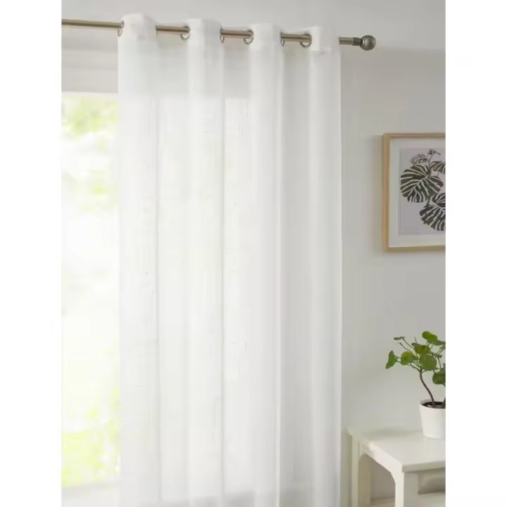 Visillo Rústico Liso con Ollaos, "Classic Line" VCL-001, 140x265 cm, 100% Poliéster, Color Crudo, Camaltex - 1