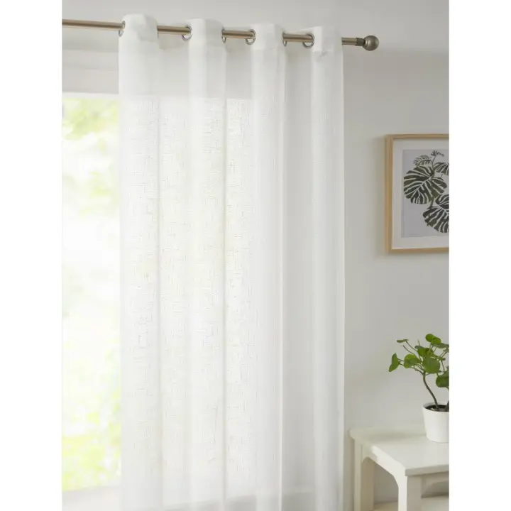 Visillo Rústico Liso con Ollaos, "Classic Line" VCL-001, 140x265 cm, 100% Poliéster, Color Crudo, Camaltex - 1