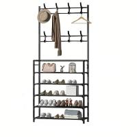 JUPPLIES - Perchero de Pie con Zapatero para Entrada Recibidor, Salón, Habitación - Perchero Zapatero con 5 Estanterias para Zapatos y Perchas de Pie - Perchero Moderno para Almacenamiento 180x60x30cm - details 0