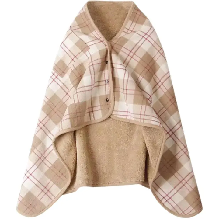 Manta de cuadros escoceses de doble capa multifunción para mujer, chal tipo bufanda, manta para llevar, chal suave, chal grande y cálido, manta cálida de invierno - 1
