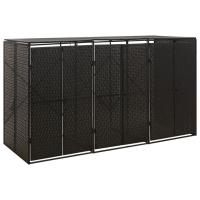 vidaXL Cobertizo 3 contenedores de basura ratán PE 207x80x117 cm Color Gris,  Negro, y mas - details 1