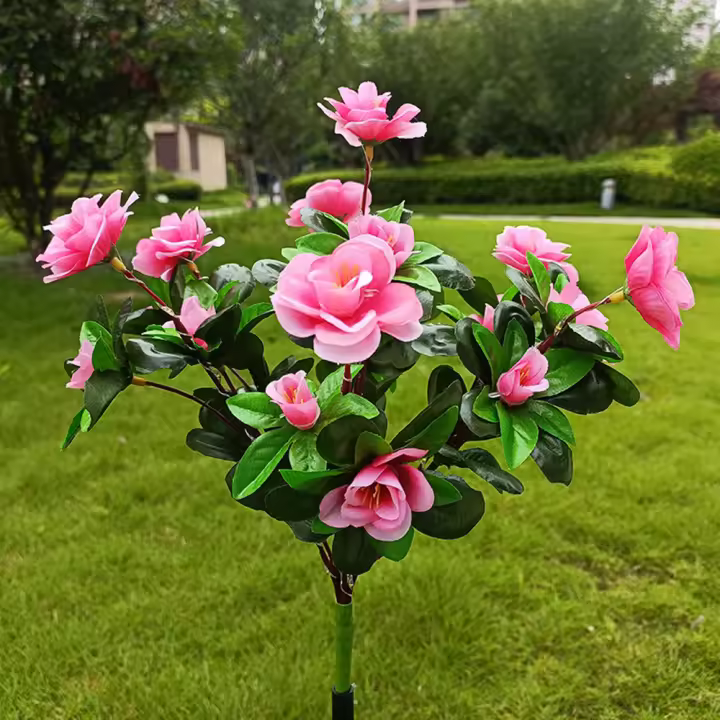 Lámpara Solar LED De Flores Azalea Para Jardín Decorativa Luz De Paisaje Orquídea Rosa Para Jardín Camino Venta Individual - 1