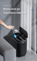 Basurero Inteligente Automático 14L Para Baño Con Sensor Largo Delgado Y Cubierta a Prueba De Agua Bin De Basura Recargable Para El Hogar - details 7