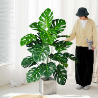 Arbusto De Monstera Artificial 70-100cm Hojas De Tortuga Verdes Plástico Simulación Alta Para Decoración De Jardín Oficina Interior - details 0
