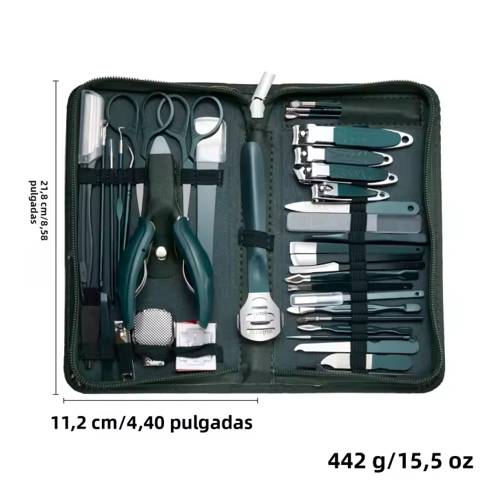 Set De Manicura Y Pedicura 40 Piezas Kit De Tijeras Y Cortauñas En Acero Inoxidable Con Estuche De Cuero Herramientas Para Cuidado De Pies Y Callos - 1