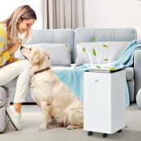 HOMCOM Deshumidificador Eléctrico 10L/día Depósito de Agua 2,5L Deshumidificador de Aire Silencioso con 5 Modos 2 Velocidades Pantalla LED Temporizador para Dormitorio Salón 25x25x50,5 cm Blanco - details 1