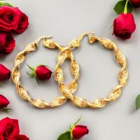( ARO ) Pendientes Aro Greca Retorcido Gran Tamaño  6 mm / 50 mm Oro 18 Kilates con Certificado de Calidad - details 0
