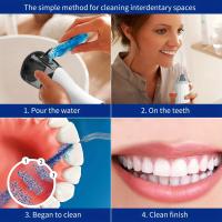 Cecodadi-Limpiafondos de agua para dientes - 4 modos Irrigador bucal dental portátil y recargable Suministros personales de higiene bucal Limpia dientes de agua para el hogar y viajes - details 2
