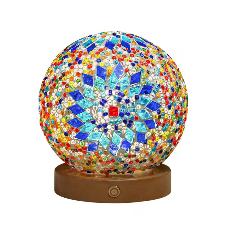 Lámpara De Mesa LED USB Estilo Bohemio Con Vidrio Tatuado Iluminación Cálida Para Decoración De Hogar Barra Dormitorio - 1