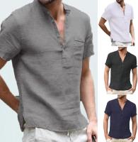 Summer new men's short-sleeved T-shirt casual cotton and linen LED T-shirt breathable men's T-shirt S-5XL - details 5