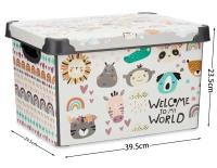 Caja de Almacenamiento Multiuso plástico decorada con Asa para Hogar KIPIT 22L, 10L ,5L- Cajas Organizadoras de Plástico ,Cubo de Contenedores de Almacenaje, Caja de Almacenaje Multiuso. KIPIT(Animals - 22 litros - 39.5x 29.5x 23.5 - details 2