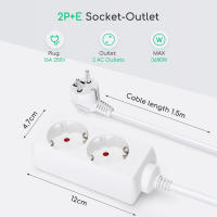 Aigostar Regleta alargador de 2/3/4/6 enchufes con cable de 1.5/3 metros,color blanco - details 0