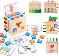 Juguete clasificador de formas de madera, cubeta de actividades de madera, juguetes Montessori, juguete de cosecha de zanahoria, clasificador de formas de color a juego para niños pequeños y niñas, 1 2 3 4 5 - details 5
