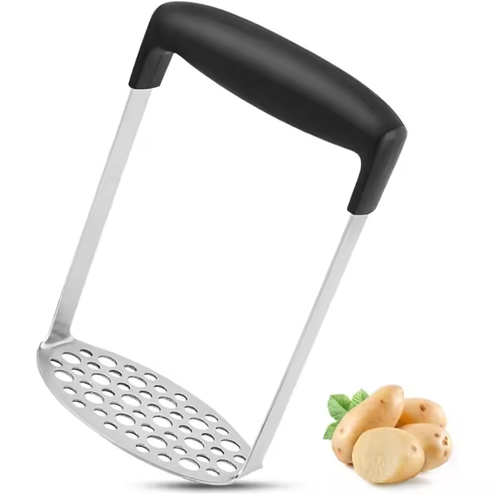 Machacador de papas de acero inoxidable resistente y suave con mango antideslizante. Machacador de papas suave para puré de papas. - 1