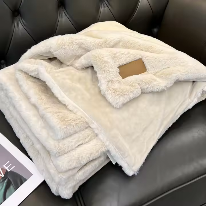 Lujosa manta de Cama reversible de Piel sintética, decoración del Hogar esponjosa, Afable Cómodo Y, sin Pelusa Manta, lavable a Máquina y de fácil Cuidado 100*150 CM - 1