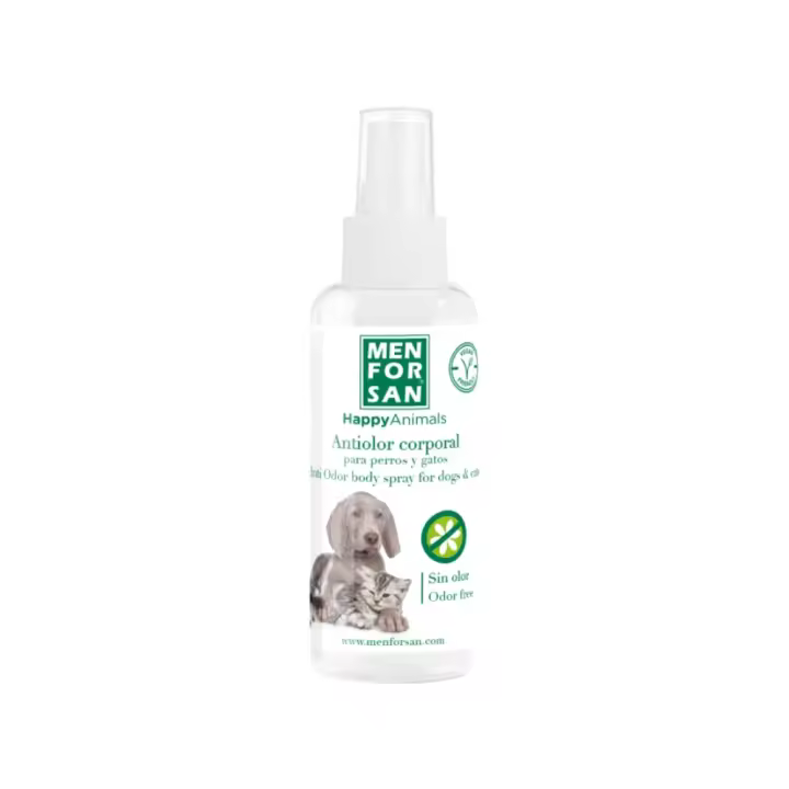 ANTIOLOR CORPORAL PARA PERROS Y GATOS MENFORSAN. Fórmula sin perfume que elimina los olores y brinda una solución eficaz y duradera para mantener a tu mascota sin malos olores - 1