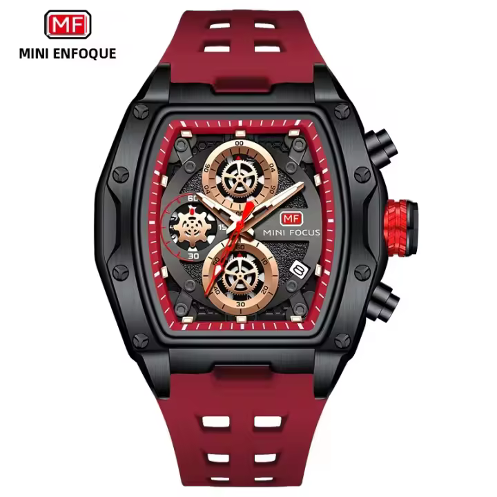 Reloj De Cuarzo Multifuncional MINI FOCUS Para Hombres Resistente Al Agua Cronógrafo De Lujo Casual Con Correa De Silicona Y Manos Luminosas - 1