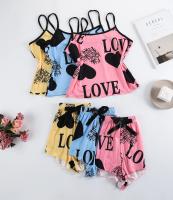 Conjunto De Pijamas Para Mujer Con Estampado De Corazones Camiseta Y Shorts De Verano Cómodo Y Elegante Sin Mangas Poliéster Y Spandex - details 7