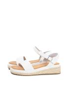Lyla Wang Sandalias doradas mujer de esparto diseño con doble tira - details 13