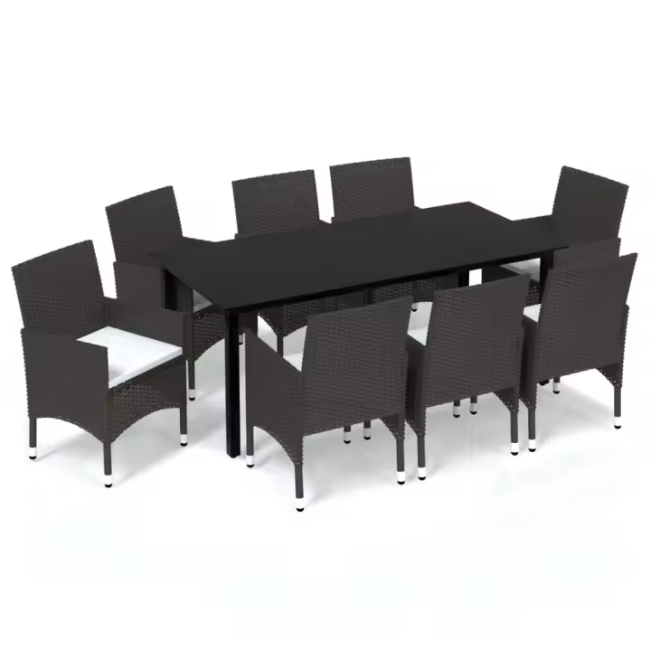 vidaXL Set de muebles jardín 9 pzas con cojines ratán sintético marrón - 1