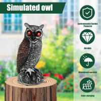 1/2Pcs Despavoridor De Pájaros Solares En Resina Con Ojos Parpadeantes Y Cabeza Giratoria Estatua De Buho Para Jardín Lawn Decoración De Exterior - details 13