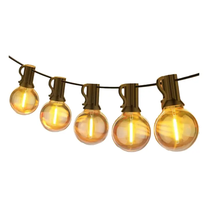 Guirnalda de luces para exteriores de 220 V, 15,2 m/50 pies G40 con 25 LED, guirnalda de luces para exteriores enchufable, impermeable, blanco cálido, 2700 K, adecuada para jardín, terraza, cafetería, fiesta de bodas - 1