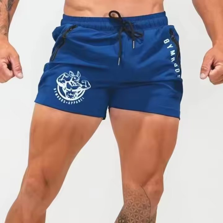 Shorts Deportivos Para Hombre Quick Dry Con Bolsillo Cremallera Para Gimnasio Y Entrenamiento En Verano Shorts De Correr Fitness Sweatpants - 1