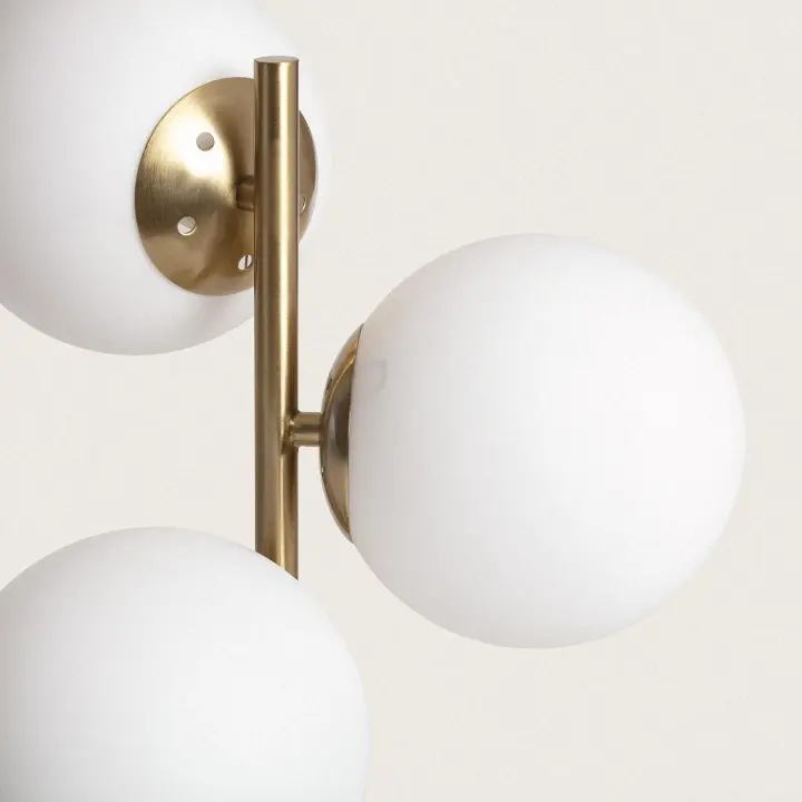 LEDKIA LIGHTING - Lámpara de Mesa Moonlight Brass | Diseño Elegante con 3 Focos | Uso Interior IP20 | Compatible con Bombillas E27 | Dimensiones 56x34x34 cm, Dorado, Cristal - 1