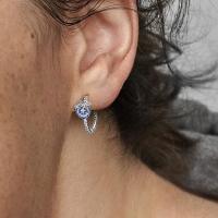 Pendientes Pandora de aro Flor azul，Incluye Caja Original - details 0