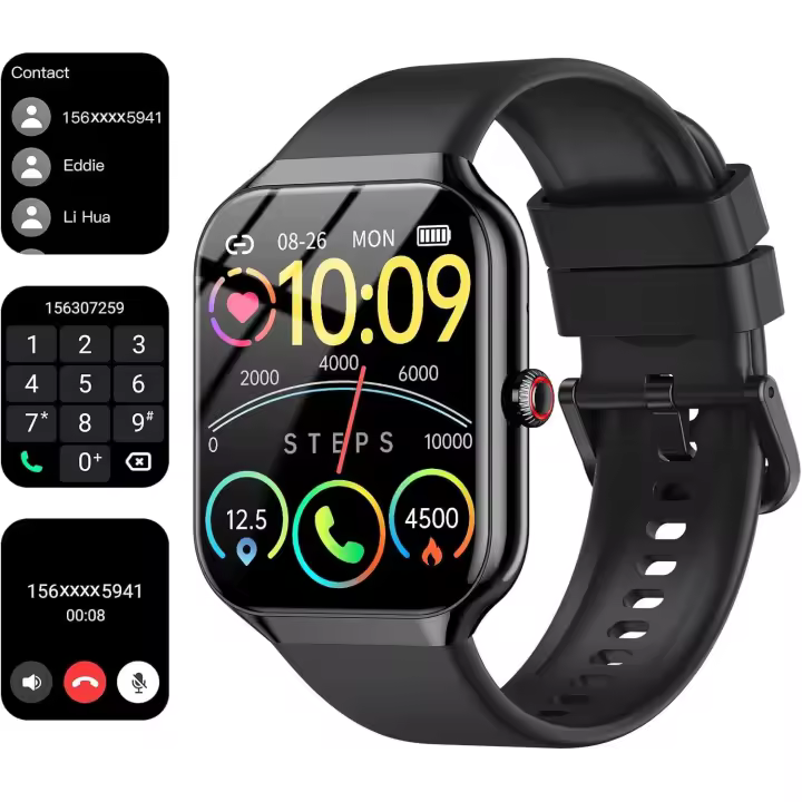 Reloj Inteligente Hombre Mujer, 1,96" Smartwatch Llamadas Bluetooth, Podómetro/Pulsómetro/Monitor de Sueño/SpO2, Impermeable IP68, Reloj Deportivo 112+ Modos Deportivos, Smart Watch para Android iOS - 1