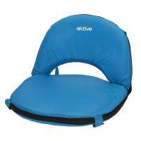 Aktive - Asiento plegable azul, respaldo ajustable 6 posiciones, 41x40x33 cm, diseño compacto y ligero, tejido poliéster, transporte tipo mochila, fácil de llevar y almacenar, ideal para playa, eventos, senderismo, picnic y actividades al aire libre - details 0