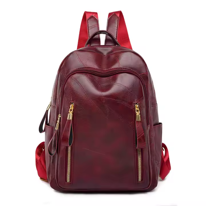 Mochila De Cuero Para Mujer 2024 Lujo Casual Vintage Con Bolsillos Internos Y Externos Cierre De Cremallera Bolsa Escolar Para Niñas - 1