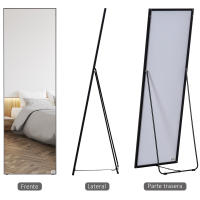 HOMCOM Espejo de Pie Cuerpo Entero de Aleación de Aluminio Espejo de Pared con 2 Formas de Uso Forma de Rectangular para Pasillo Dormitorio Salón 50x161,5x2 cm Negro - details 2