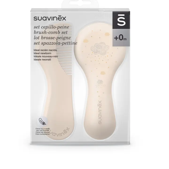 CEPILLO Y PEINE INFANTIL SOFT SUAVINEX BEIG DECORADO - 1