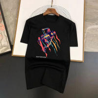 Camiseta Estampada De Patines De Color Spray Primavera Verano Moda Unisex Cuello Redondo Manga Corta Estilo Coreano Top Tees Para Mujer Y Hombre - details 1