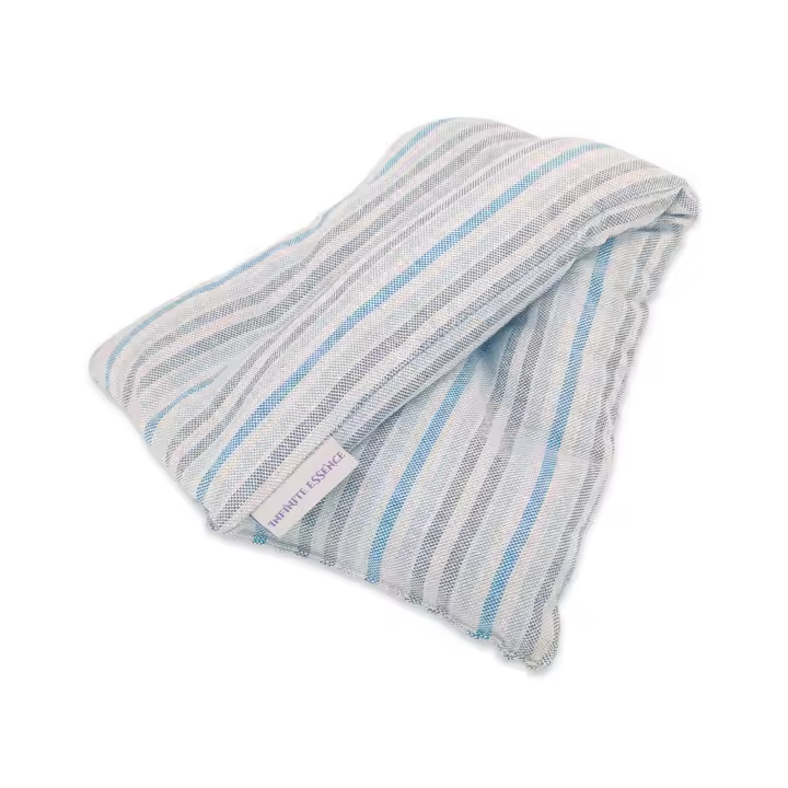 LAMARE Saco Térmico de Semillas de Trigo y Lavanda 48 x 15 cm - Funda 100% Algodón – Terapias en Frío y Calor (Rayas Horizontal Azul) - 1