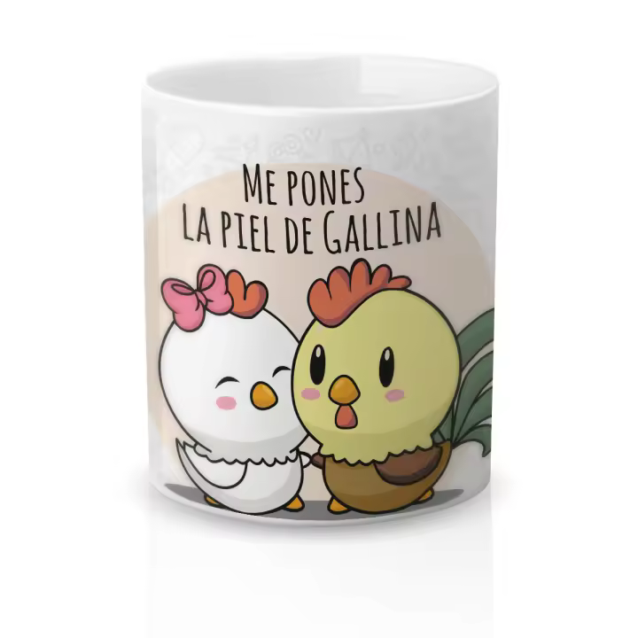 Taza cerámica Regalo Original Amor y Amistad. Resistente 100% al microondas y lavavajillas. Taza con Frase Me pones la piel de gallina - 1