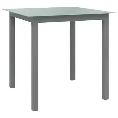 vidaXL Mesa de jardín de aluminio y vidrio gris claro 80x80x74 cm - 1