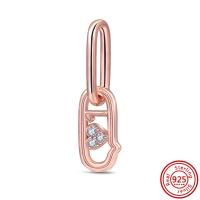 Encanto Mini De Cadena Doble Con Diamantes Pave Serie Me Corazón En Plata 925 Para Pulsera Original Me Y Collar Joyería Para Mujer Regalo - details 3