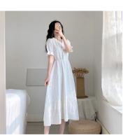 Vestido Blanco Azul Para Mujer Talla Grande Verano Manga Corta Estilo Coreano Retro Francés Slim Fit Ropa Femenina Casual - details 16