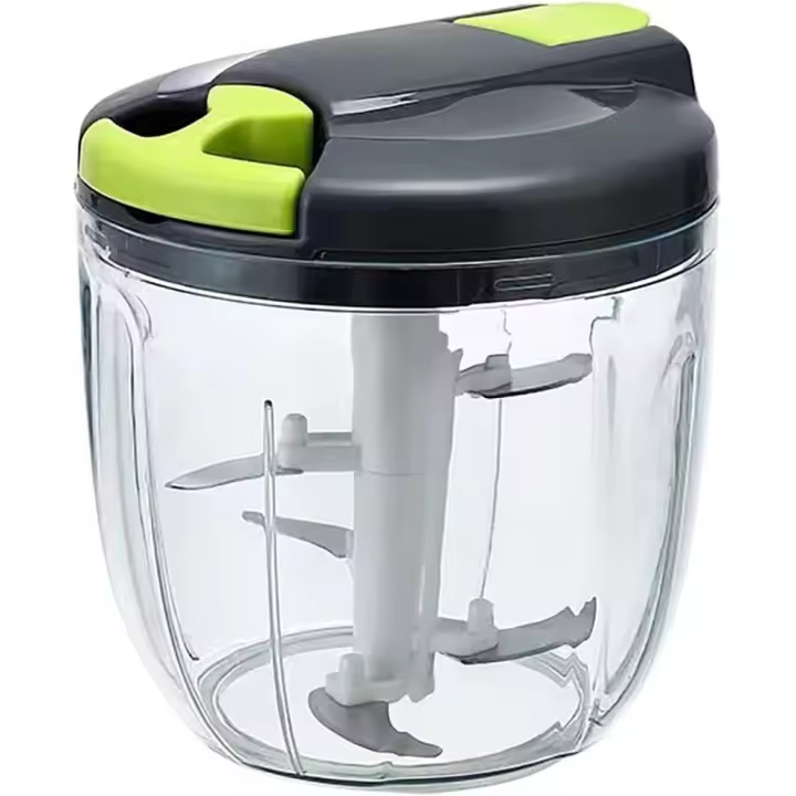 Trituradora de alimentos de mano con cuchillas de acero inoxidable 900ml, picadora de vegetales, cortador de cebolla, picadora de ajo, procesador de alimentos manual adecuado - 1