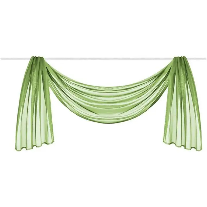 Juego de 1 cortina transversal de gasa transparente para dormitorio, salón, boda, nº 6 verde, 140*600cm - 1