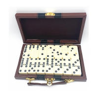 Dominoes De Melamina En Color Ibírico Con Caja De Cuero Marrón Juego De Mesa Para Fiestas Y Regalos Incluye 28 Piezas Adecuado Para Mayores De 14 Años - details 3