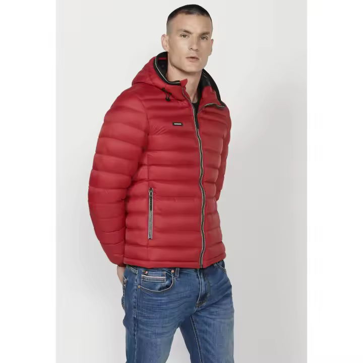 Koroshi Chaqueta acolchada suave para hombre con cremallera Rojo - 1
