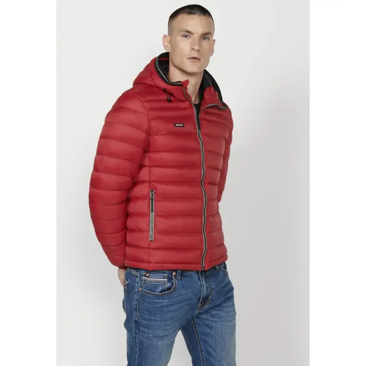 Koroshi Chaqueta acolchada suave para hombre con cremallera Rojo - 1