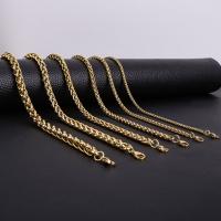 Collar De Acero Inoxidable HIYEE Con Diseño De Trigo Enredado En Oro Para Hombres Y Mujeres Cadena Clásica De Enlace Para Joyería Fitness Tracker - details 2